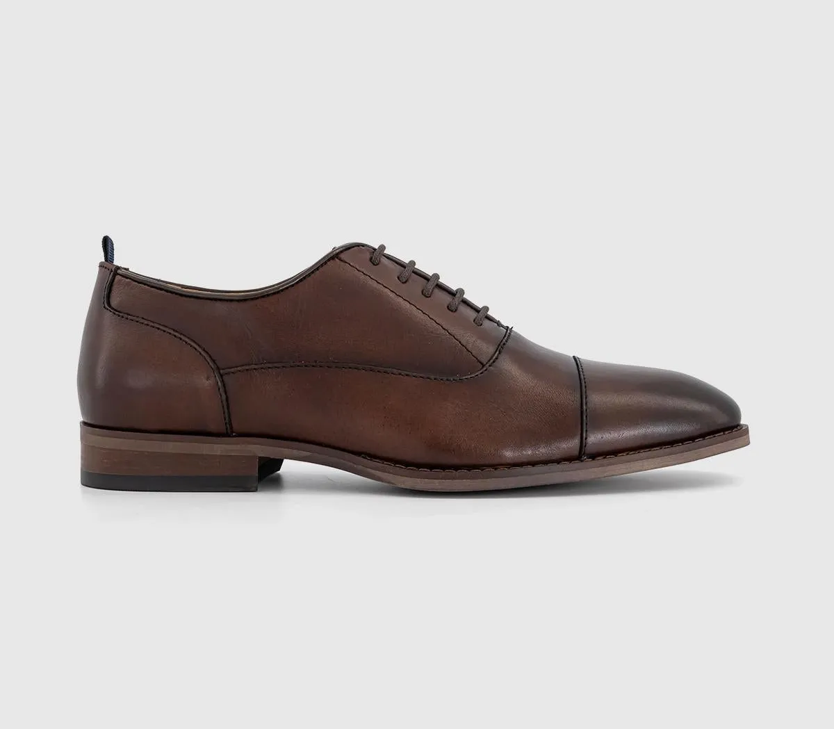 Mens Office Montana Toecap Oxford Shoes Brown Leather