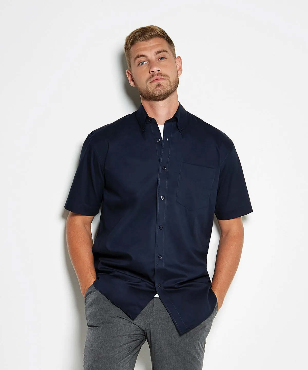 Mid Blue - Corporate Oxford shirt short-sleeved (classic fit)