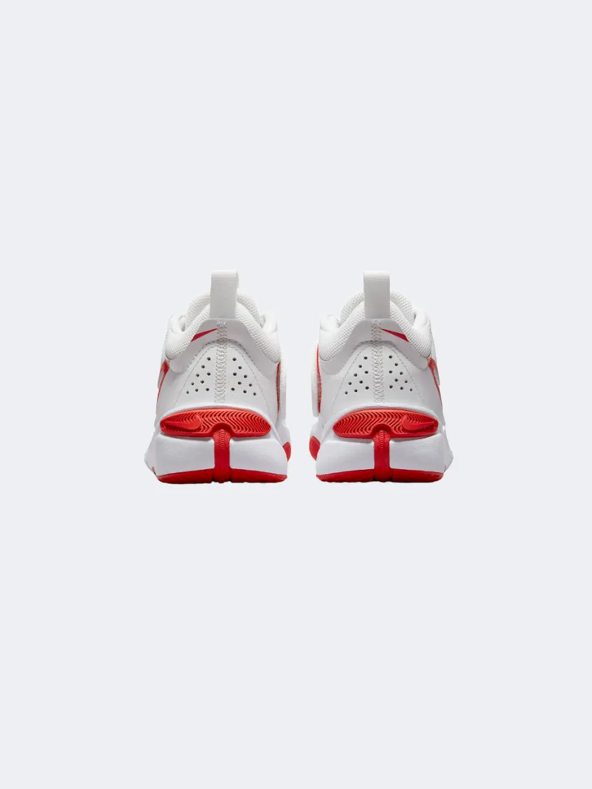 Nike Team Hustle D11 Gs-Boys Basketball Shoes Summit White/Red