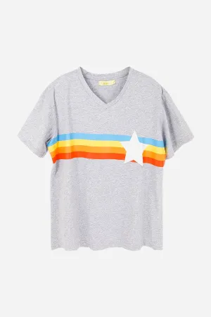 Rainbow Stripes And Star T-Shirt - Grey