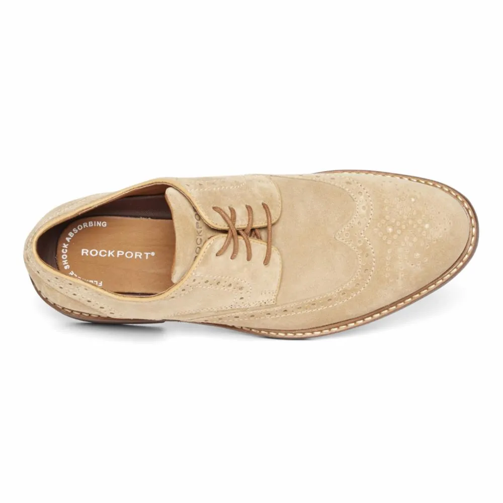 Rockport Men KENTON WINGTIP TAN SDE