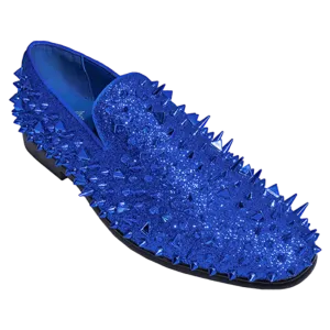 Royal men's Royal blue spikes shoes slip-on smokers tuxedo luxury shoes