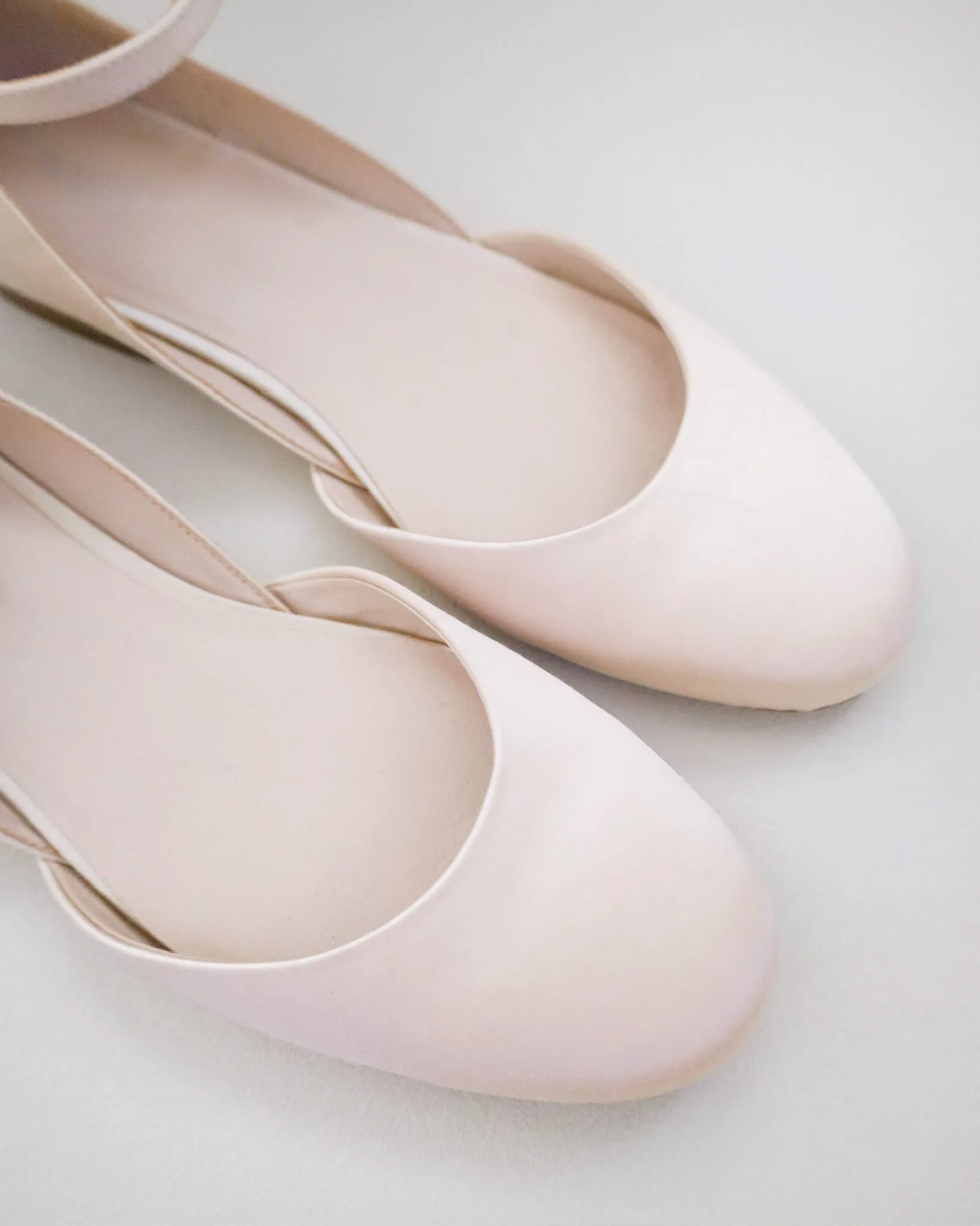 Satin Round Toe Evening Flat with Ankle Strap