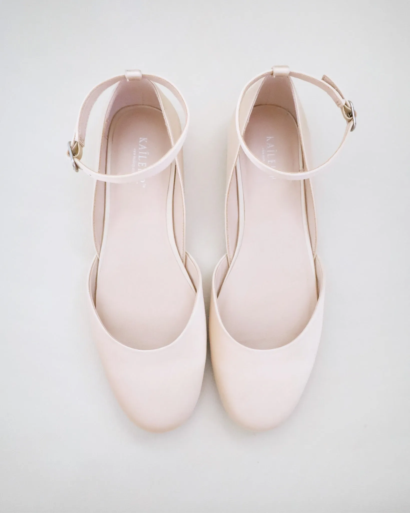 Satin Round Toe Evening Flat with Ankle Strap