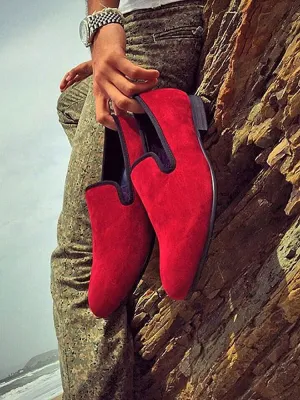 Summer two-color British style classic velvet slip-on men's loafers nightclub trendy slip-on casual smoking shoes