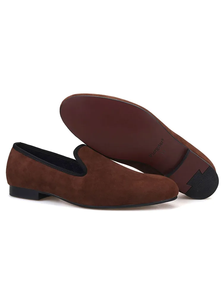 Summer two-color British style classic velvet slip-on men's loafers nightclub trendy slip-on casual smoking shoes