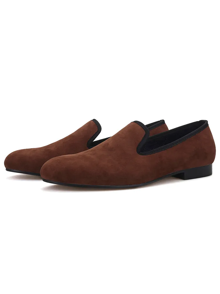 Summer two-color British style classic velvet slip-on men's loafers nightclub trendy slip-on casual smoking shoes