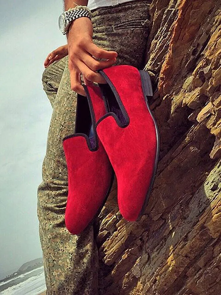 Summer two-color British style classic velvet slip-on men's loafers nightclub trendy slip-on casual smoking shoes