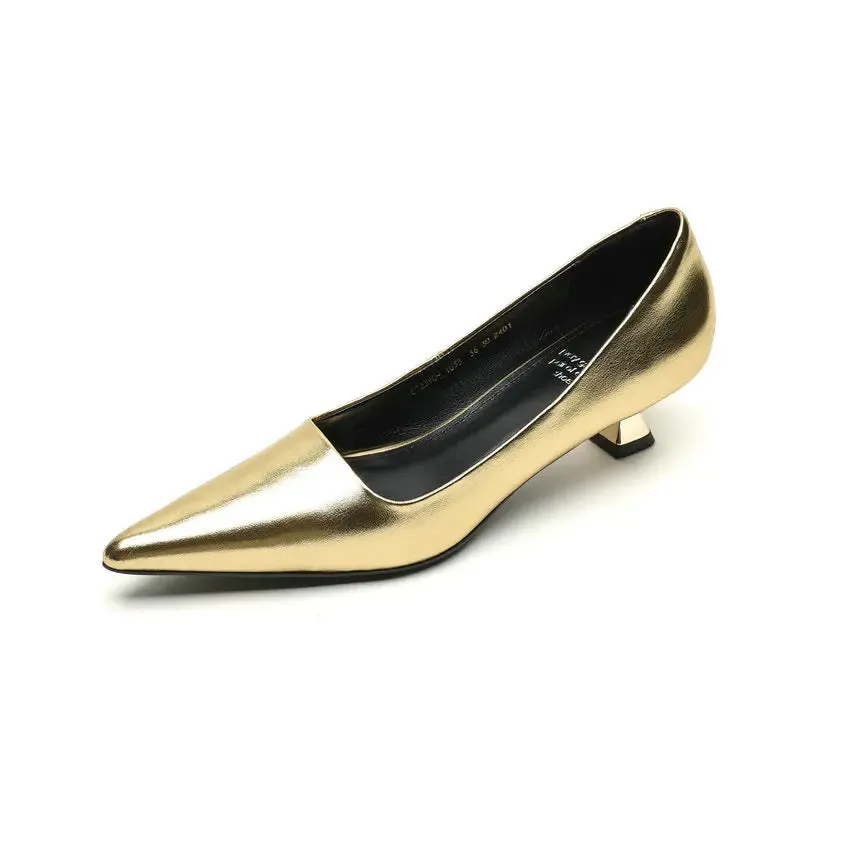 Thin Heels Pointed Toe Leather Pumps Shoes