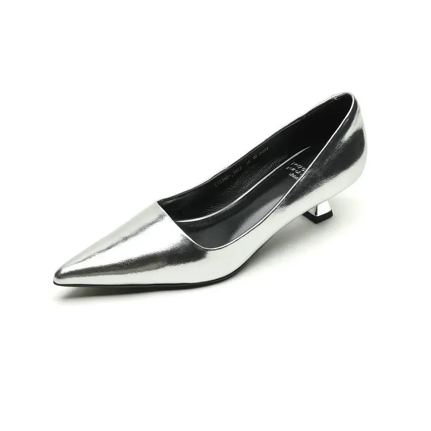 Thin Heels Pointed Toe Leather Pumps Shoes