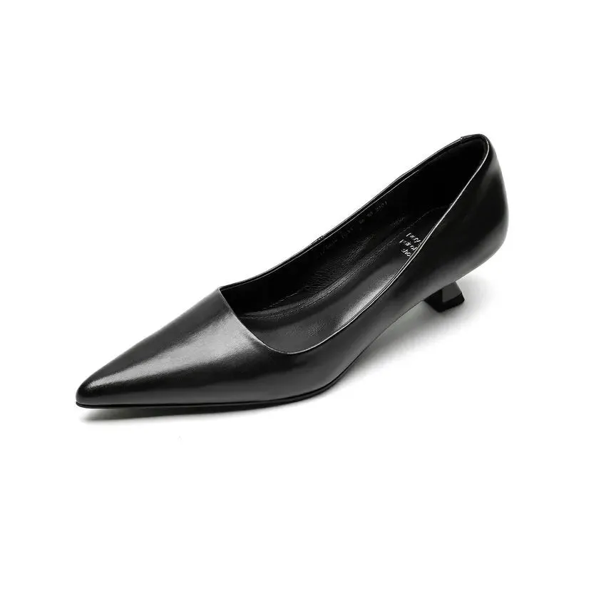 Thin Heels Pointed Toe Leather Pumps Shoes