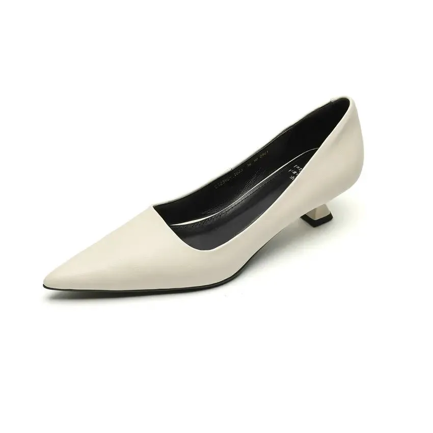 Thin Heels Pointed Toe Leather Pumps Shoes
