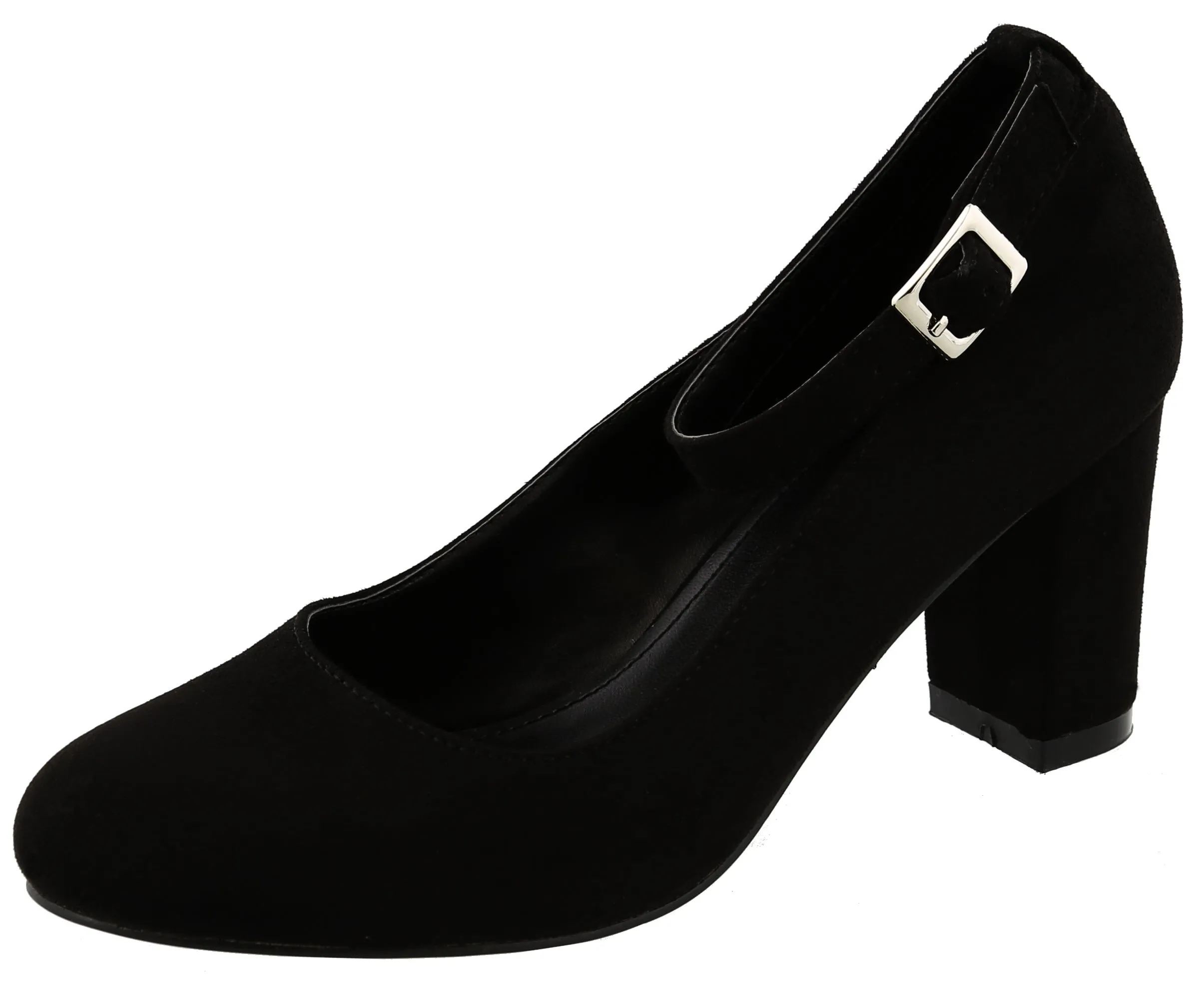 Top Moda Women's Ankle Strappy Closed Round Toe Chunky Stacked Block Heel