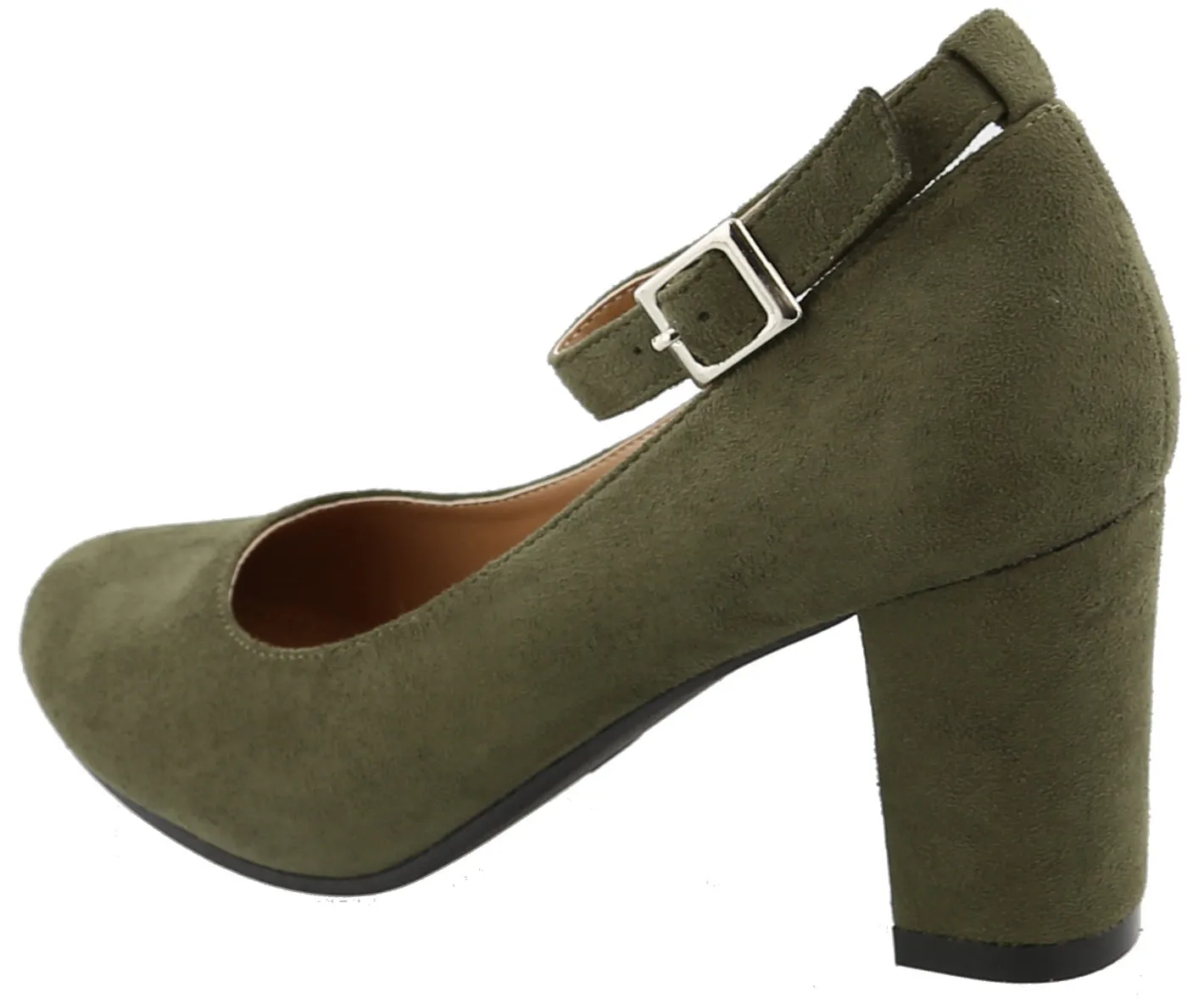Top Moda Women's Ankle Strappy Closed Round Toe Chunky Stacked Block Heel