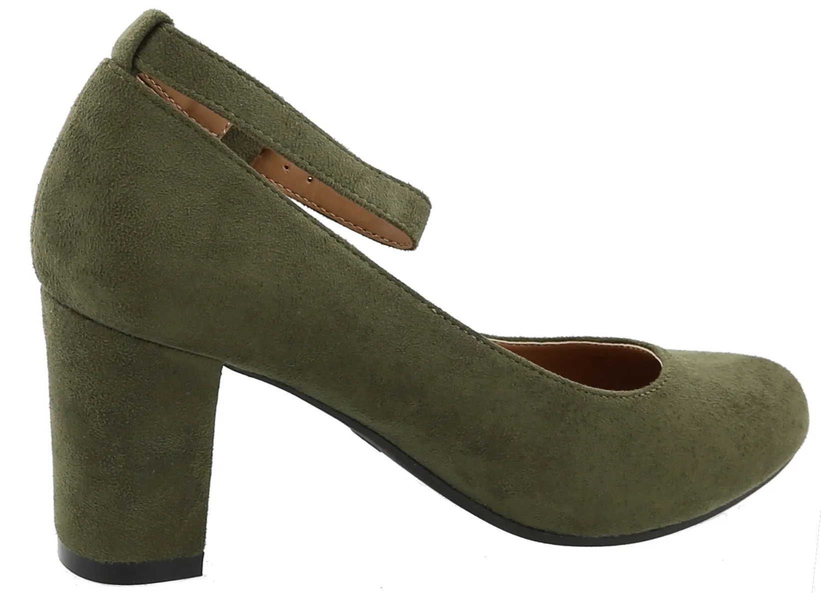 Top Moda Women's Ankle Strappy Closed Round Toe Chunky Stacked Block Heel