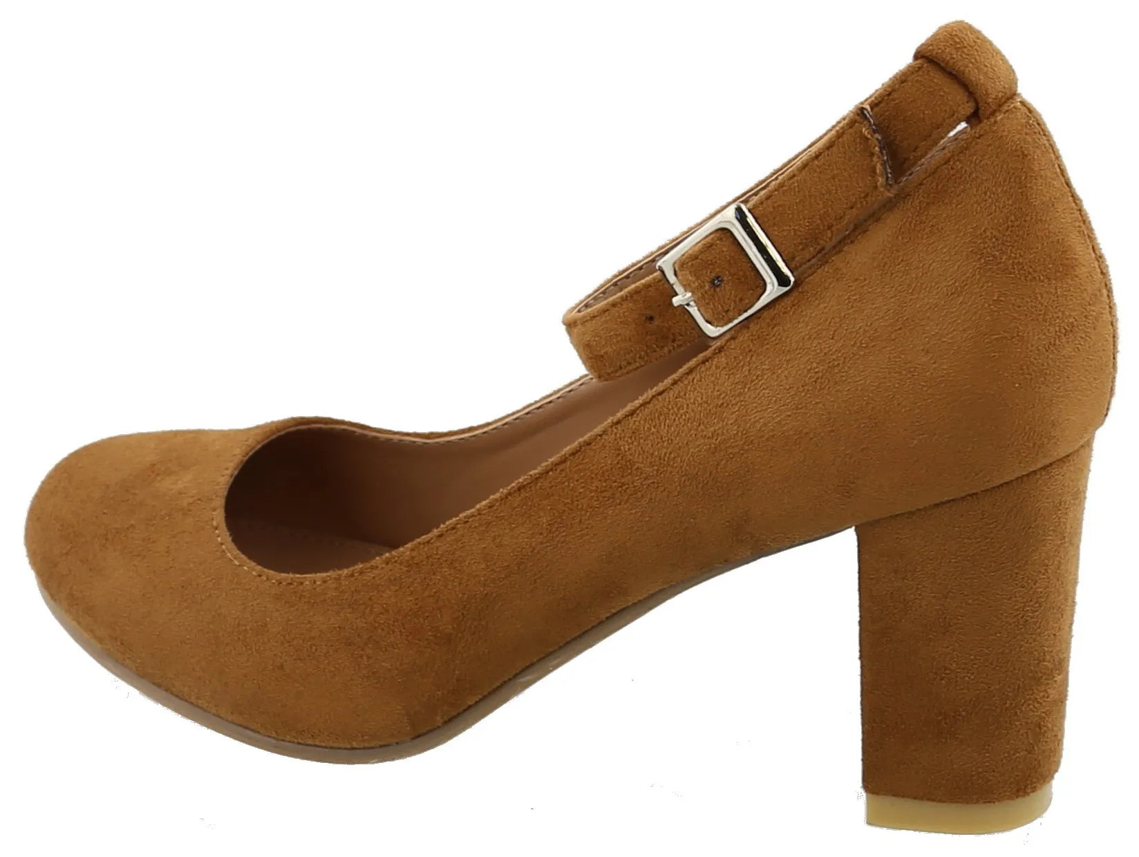 Top Moda Women's Ankle Strappy Closed Round Toe Chunky Stacked Block Heel