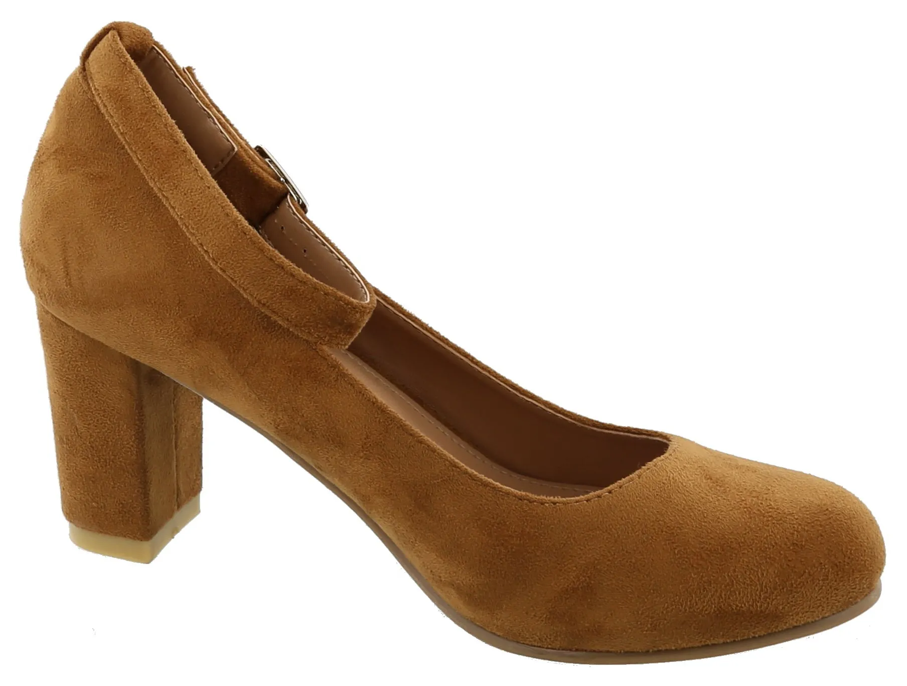 Top Moda Women's Ankle Strappy Closed Round Toe Chunky Stacked Block Heel