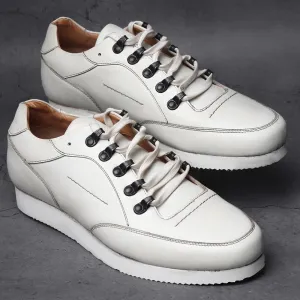 White Classic Lightweight Sneakers With Metal Rivets