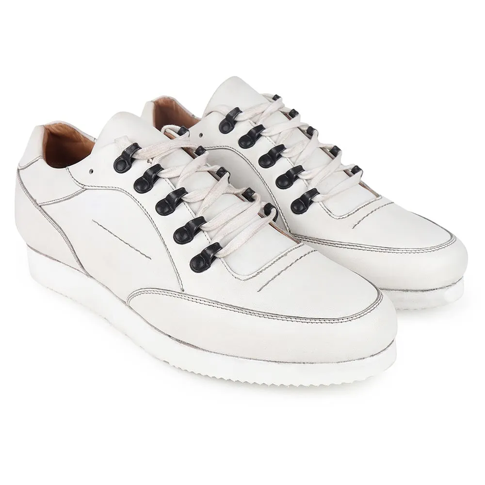 White Classic Lightweight Sneakers With Metal Rivets