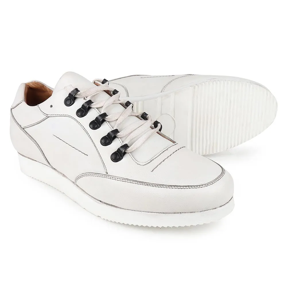 White Classic Lightweight Sneakers With Metal Rivets