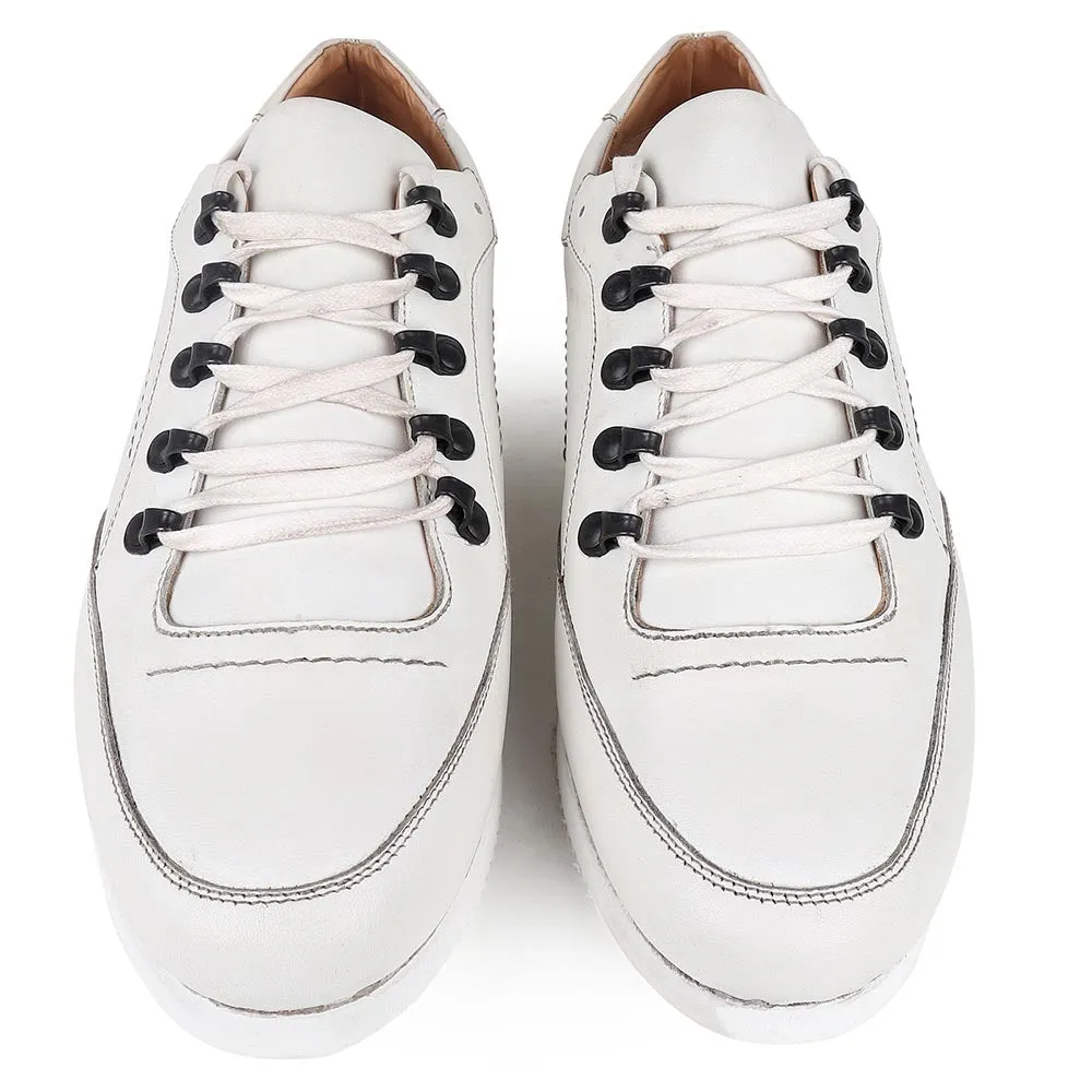 White Classic Lightweight Sneakers With Metal Rivets