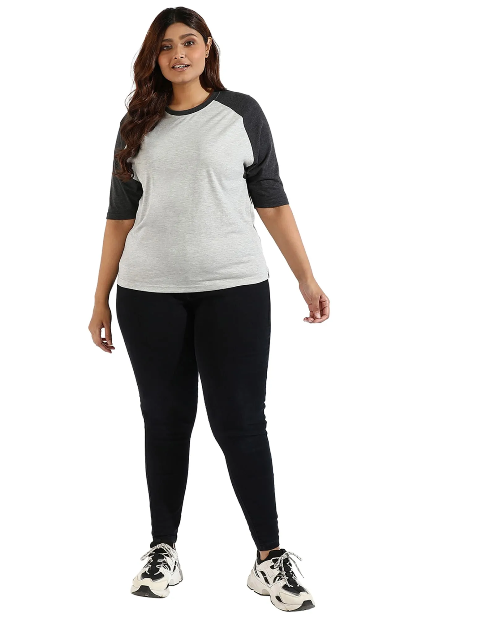 Women Halter Neck Quarter Sleeve Top | Light Grey