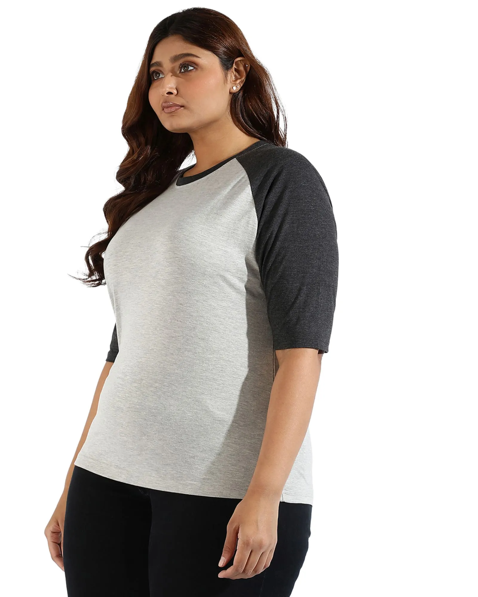 Women Halter Neck Quarter Sleeve Top | Light Grey