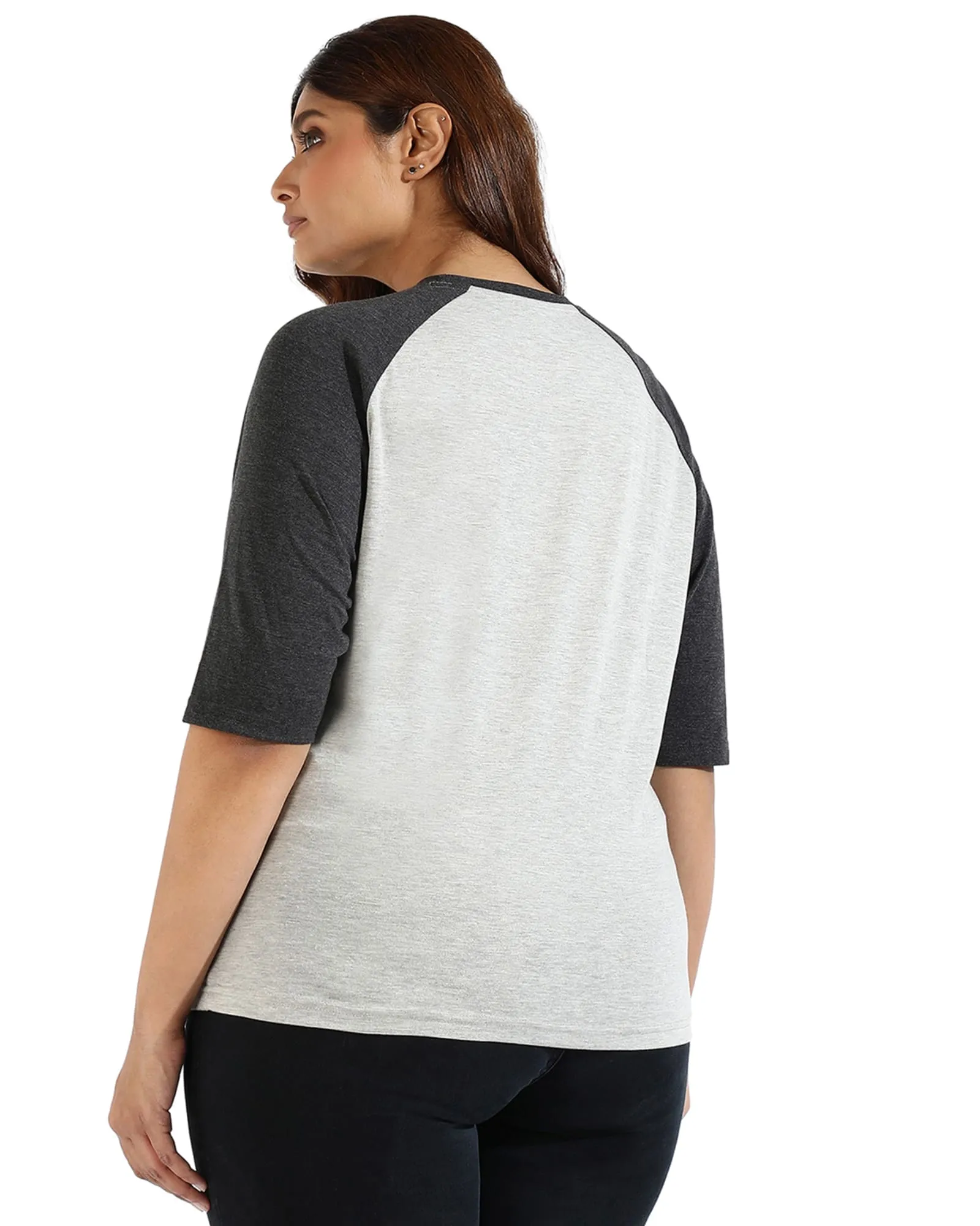 Women Halter Neck Quarter Sleeve Top | Light Grey