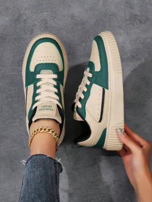 Women Lace-Up Casual Sneakers, Sports Shoes, Skateboard Shoes, Lightweight Street-Style Athletic Shoes For Women